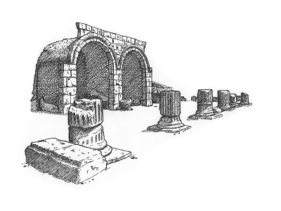 Roman ruins architecture drawing handdrawn illustration picture sketch