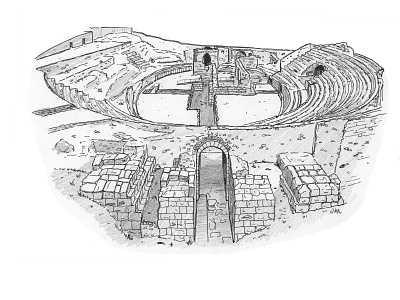 Roman Amphitheatre architecture artwork drawing illustration inkpen sketch