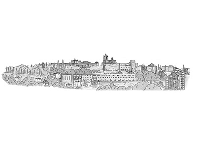 Tarragona skyline architecture artwork drawing illustration inkpen sketch