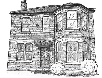 English house architecture artwork drawing illustration inkpen sketch