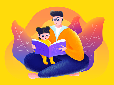 Read for my baby baby book dad father girl illustration