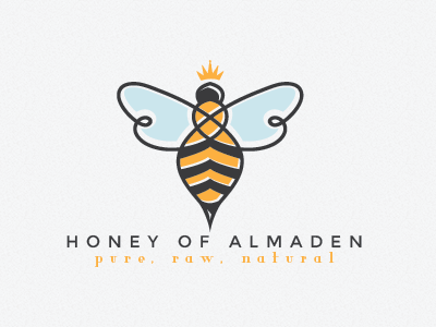 Queen Bee Logo almanden crown flying honey natural queen bee whimsical whimsical logo
