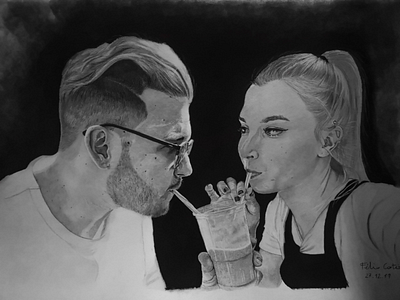 Pareja retrato dibujo galeria arte