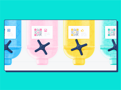 QR Code Types Candy dispenser branding candy dispenser flat fun illustration qr code quirky simplicity types