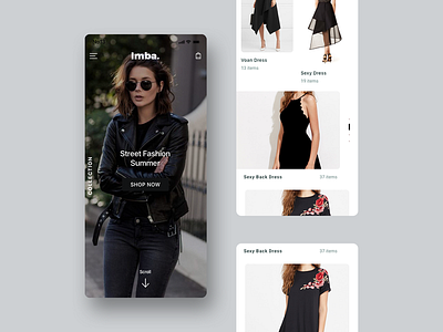 Imba-Ecommerce Mobile Home 2 app design imba ios kit minimal sketch template ui website