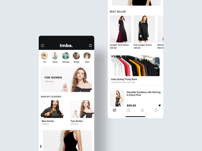 Imba-Ecommerce Mobile Home 3 app design imba ios kit minimal sketch template ui website