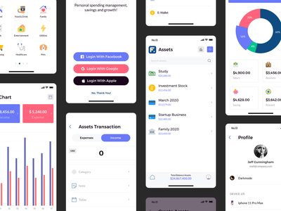 Finany Mobile App app design finance ios kit minimal mobile sketch template ui