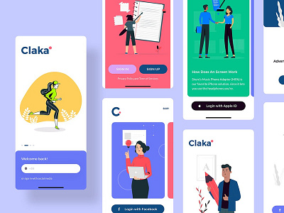 Claka Walkthroughs Screen 02 app claka design ios kit minimal sketch template ui walkthroughs website