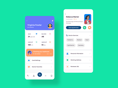 Doctor & Patient Profile app doctor app illustration kit minimal mobile patient app templates ui