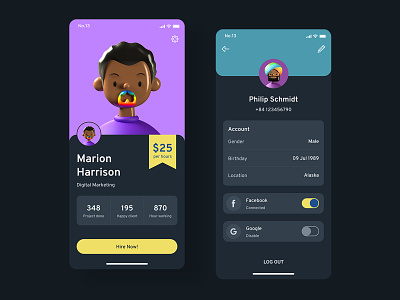 Metmoi profile 🤣 app darkmode design ios kit metmoi mobile profile template ui