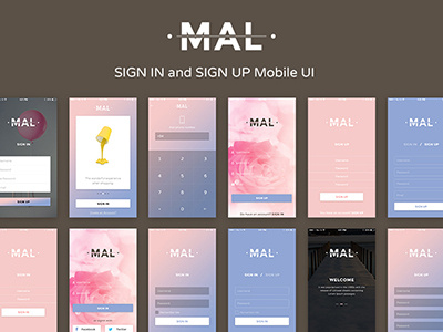 Mal UI Kit - Sing In & Sign Up ios kit mal mobile profile rose sign in sign up ui