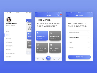 Healer Home Page app design doctor drugs healer iphone kit medical mobile template ui