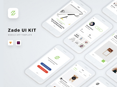 Zade Mobile UI KIT app design kit mobile sketch template ui xd zade
