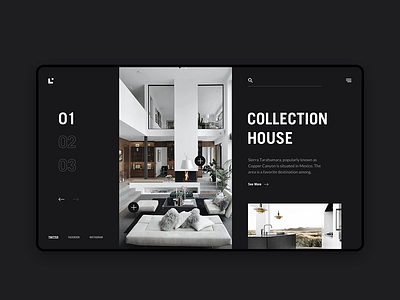 Le Artch Homepage02 Dark black furniture minimal minimalist template ui ux website white