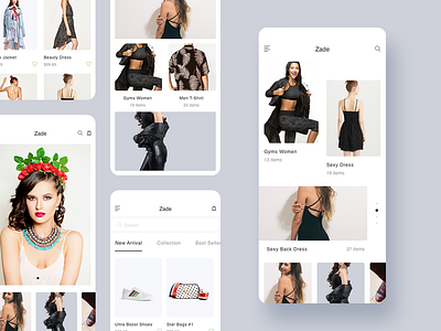 Zade Mobile App UI KIT Ecommerce app design ecommerce ios kit minimal mobile sketch template ui zade