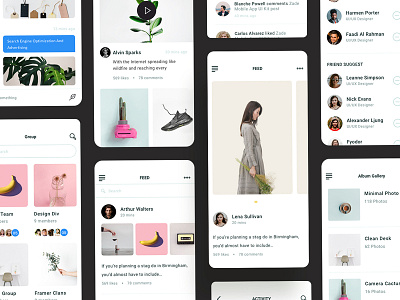 Zade Mobile App UI KIT - Social app design ios kit minimal mobile sketch social template ui zade