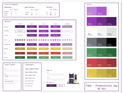 UI Kit for ToDo productivity app concept components controls minimal ui ui components ui kit ui kit design web web app design