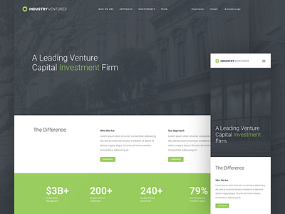 Industry Ventures Homepage capital financial mobile responsive startup ui ux venture web design website