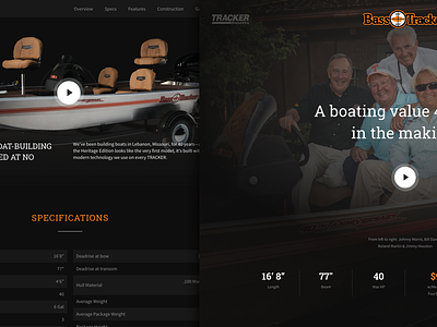 Tracker Heritage Boat Website campaign dark landing page responsive ui ux website
