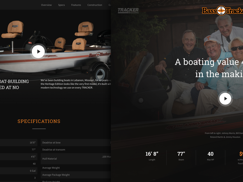 Tracker Heritage Boat Website by Jonathan Pierce on Dribbble