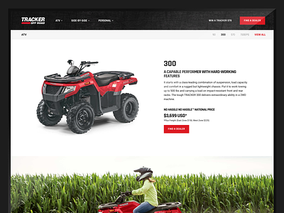 Tracker Off Road Website atv ecommerce landing page produce product page responsive ui ux web design website