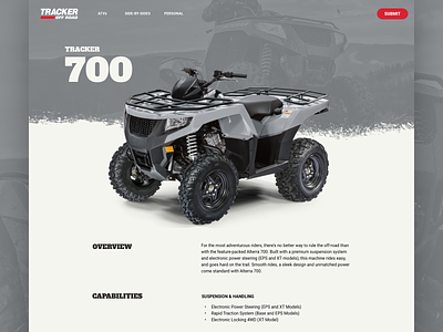 Tracker Off Road Model Iteration atv e-commerce iteration landing page model page responsive ui ux web design website