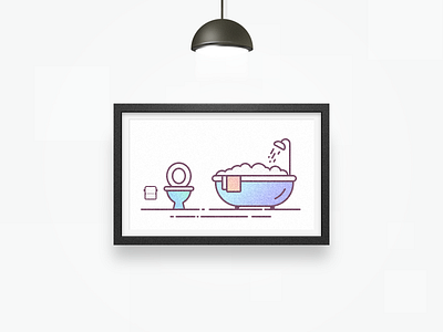 BATHROOM bathroom icon linear mural ui