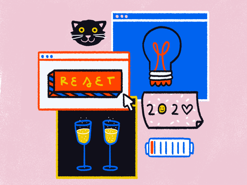 Happy new year! 2020 animation cat gif happy new year idea illustration reset toast