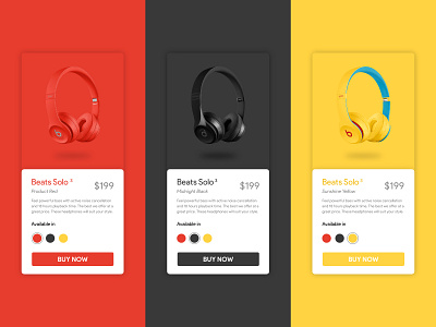 Customize Product - Day 33 app beats beats by dre black colors customize dailyui design flat headphones illustration minimal mobile ui product page red solo ui uidesign uxdesign yellow