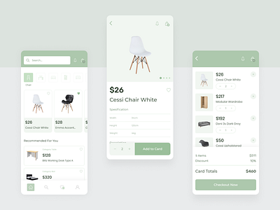 Simple Furniture App app app ui checkout checkout page design detail detail page furniture furniture app furniture design home home page mobile mobile app mobile app design ui ui ux uidesign uiux ux