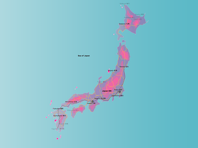 Map of Japan art design flat illustration illustrator minimal typography vector web