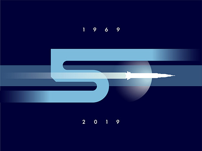 Apollo 50th Anniversary gradient illustration typography vector