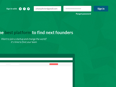 Login Founders button flat founders green header job landing login peru platform sig in startup