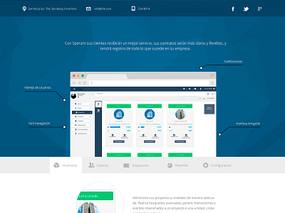Sperant info section browser crm flat info interface landing lima peru sperant tabs ui