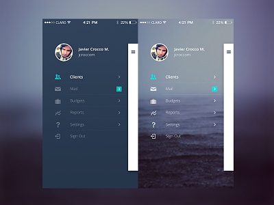 Sperant mobile sidebar concepts