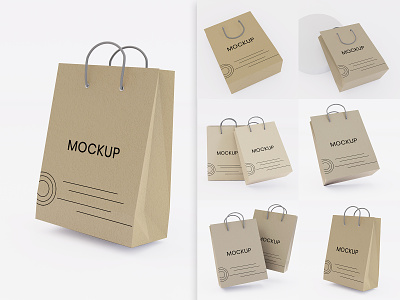 3D Realistic Shopping Paper Bag Mockup