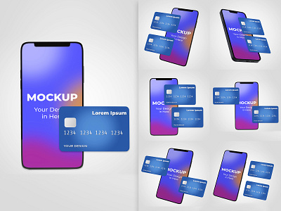 3d Smartphone With Credit Card Mockup