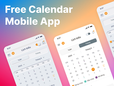 Free Calendar with Neumorphism and Modern style design