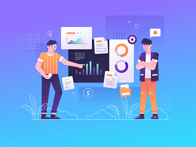 Finance - Illustrations analytics character design chart debut shot design designer finance fintech flat design illustrations illustrator interface landing page money statistics ui ux wallet web design website