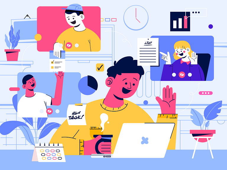 Illustration Conference Call by Dipa Inhouse on Dribbble