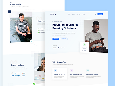 MoneyPay - Landing Page blue branding debut shot design finance fintech interface landing page minimal ui ux web web design website