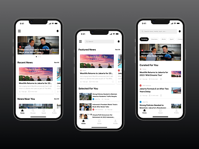 Homepage for News App Concept app design article app black white clean ui design discover page homepage indonesia mobile app mobile app concept mobile app design mobile ui news app news app concept news mobile app news ui ui uidesign uiuxdesign user interface