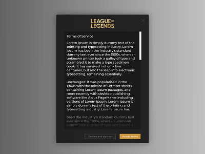 Terms of Service adobe xd dailyui design flat league of legends minimal product design terms terms and conditions terms of service ui ux web xd