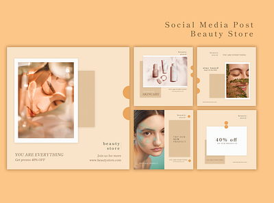 Social Media Post Beauty Store beautycare beautyproduct instagrampost skincare socialmediapost socialmediatemplate template woman