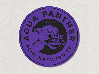 Design for Alibi Brewing Co. badge logo branding design design vntage hand drawn illustration logo panther typography vector vintage