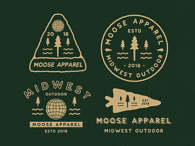 Bundle Outdoor for Moose Apparel badge logo branding design design vntage hand drawn illustration logo outdoor outdoorapparel typography vector vintage