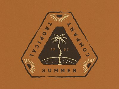 Tropical Summer Company badge logo branding design hand drawn illustration logo surf tropical typography vector vintage