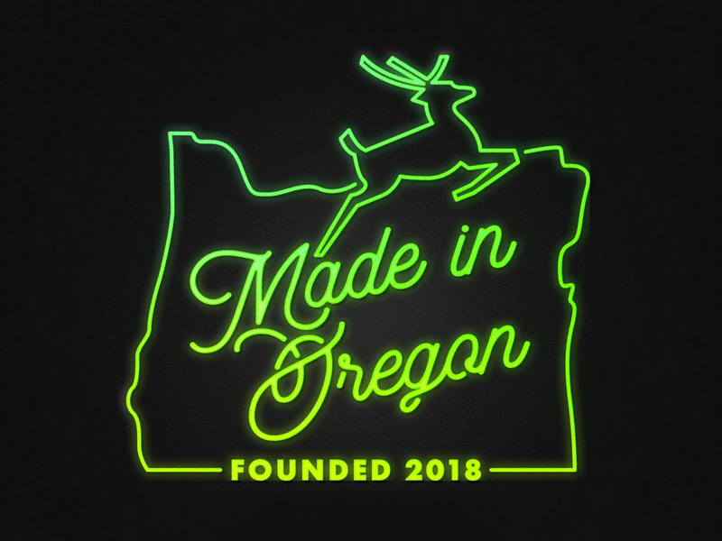 Made in Oregon animated gif b2b brand design branding cannabis cannabis branding made in oregon neon neon gif oregon pdx portland portland oregon retro sign vintage white stag white stag sign