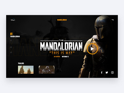 Mandalorian - Website Design disney film mandalorian serial series star wars starwars trailer ui uidesign uiux web design webdesign website website design yellow