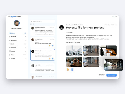 FastEmail - Design Concept app app design appdesign contact design designer desktop app desktop design email design files gmail mail mailbox ui uidesign uiux uiuxdesign ux